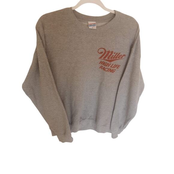 Junk Food Tees Miller High Life Racing Sweatshirt Gray M - Picture 1 of 5